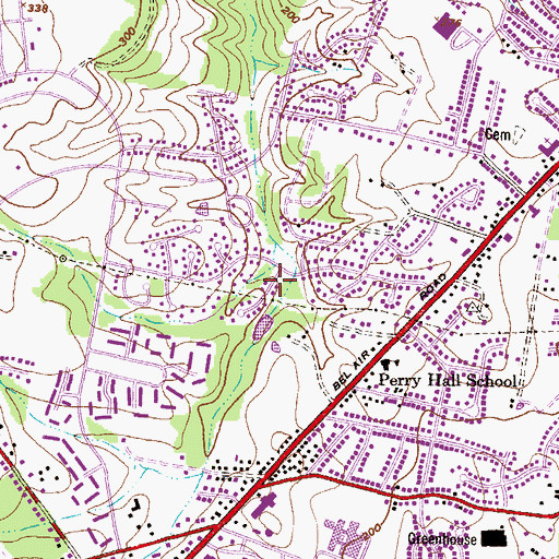 Topographic Map of Perry Hall Census Designated Place, MD
