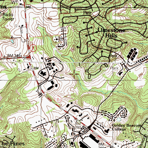 Topographic Map of Pike Creek Census Designated Place, DE