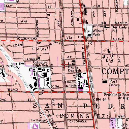 Topographic Map of Baptist Day School, CA