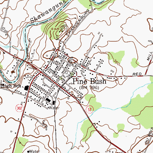 Topographic Map of Pine Bush Census Designated Place, NY