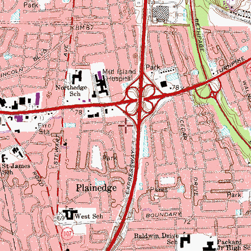 Topographic Map of Plainedge Census Designated Place, NY