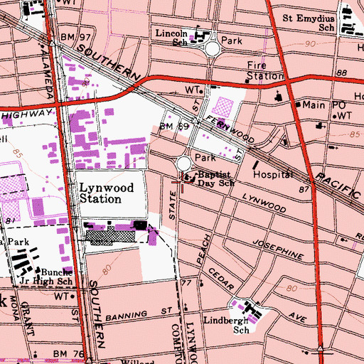 Topographic Map of Baptist Day School, CA