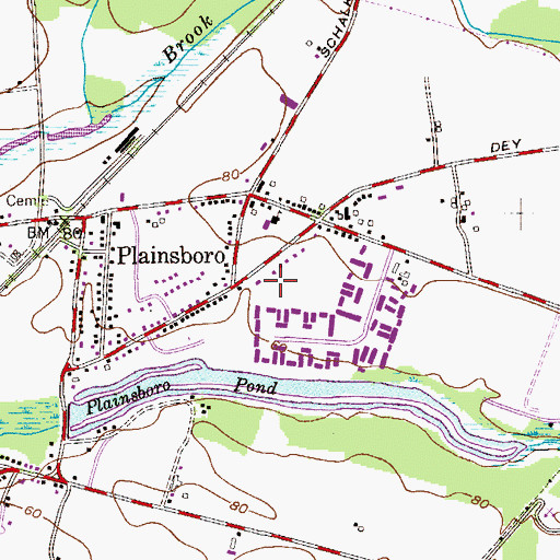 Topographic Map of Plainsboro Center Census Designated Place, NJ