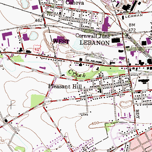 Topographic Map of Pleasant Hill Census Designated Place, PA