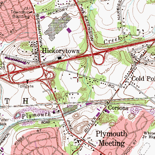 Topographic Map of Plymouth Meeting Census Designated Place, PA