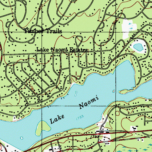 Topographic Map of Pocono Pines Census Designated Place, PA