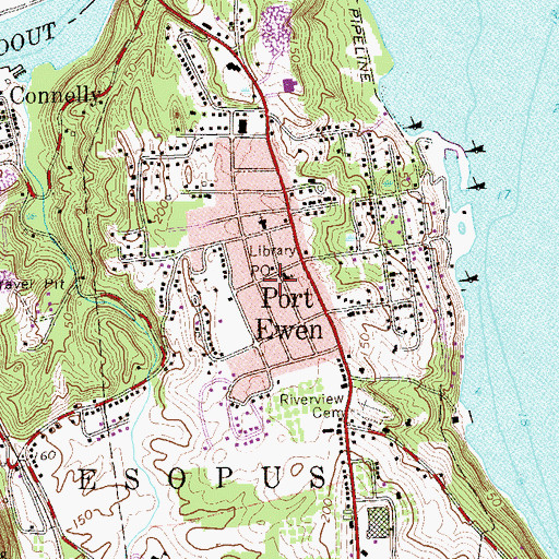 Topographic Map of Port Ewen Census Designated Place, NY