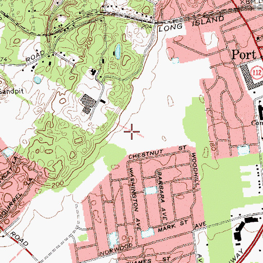 Topographic Map of Port Jefferson Station Census Designated Place, NY