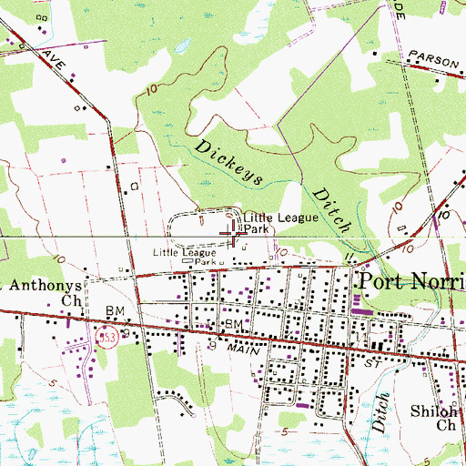 Topographic Map of Port Norris Census Designated Place, NJ