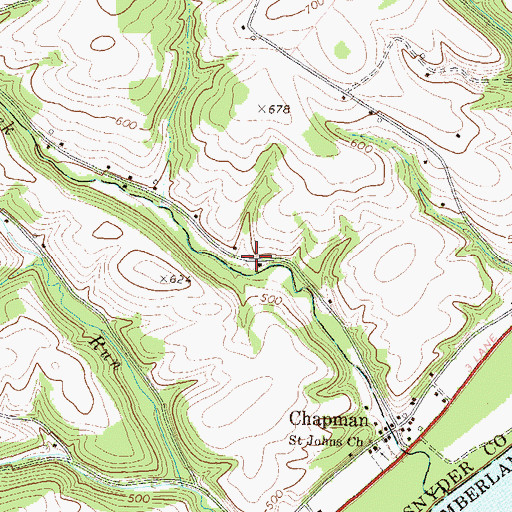 Topographic Map of Port Trevorton Census Designated Place, PA