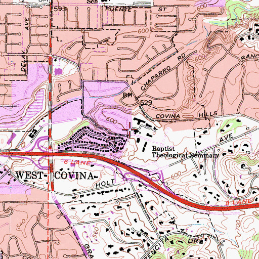 Topographic Map of Baptist Theological Seminary, CA