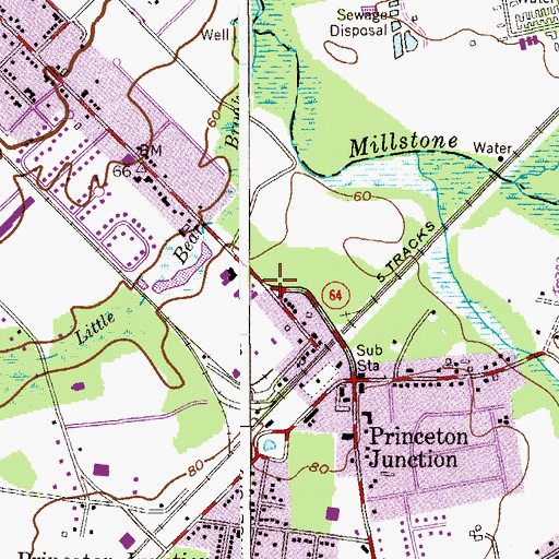 Topographic Map of Princeton Junction Census Designated Place, NJ