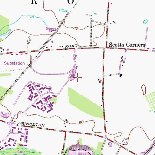 Topographic Map of Princeton Meadows Census Designated Place, NJ