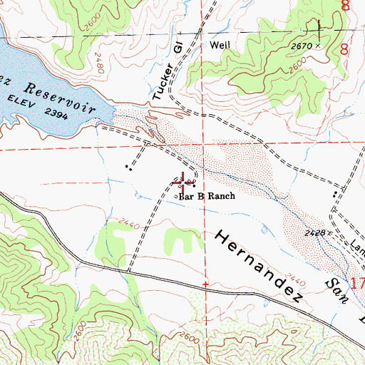 Topographic Map of Bar B Ranch, CA