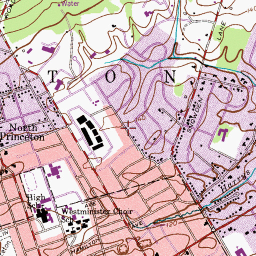 Topographic Map of Princeton North Census Designated Place, NJ