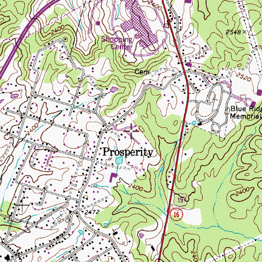 Topographic Map of Prosperity Census Designated Place, WV
