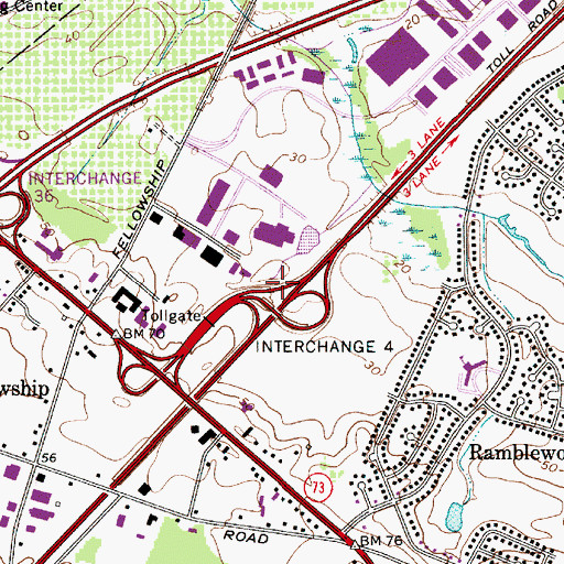 Topographic Map of Ramblewood Census Designated Place, NJ