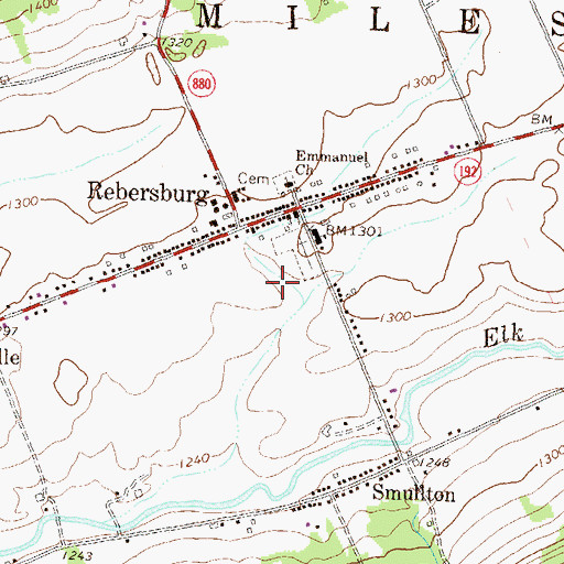 Topographic Map of Rebersburg Census Designated Place, PA