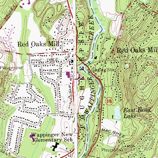 Topographic Map of Red Oaks Mill Census Designated Place, NY