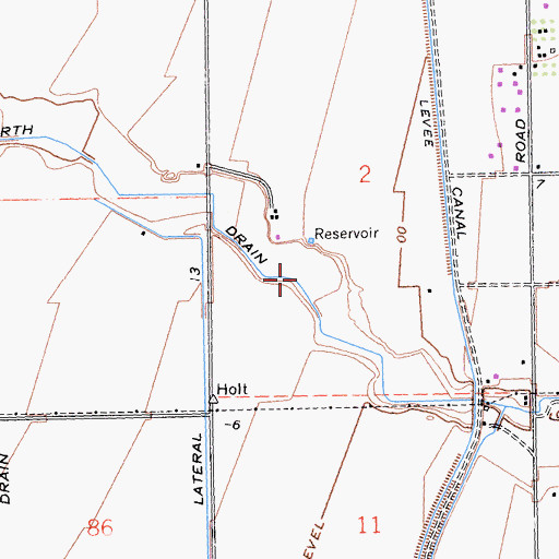 Topographic Map of Barbara Worth Drain, CA