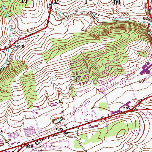 Topographic Map of Renningers Census Designated Place, PA