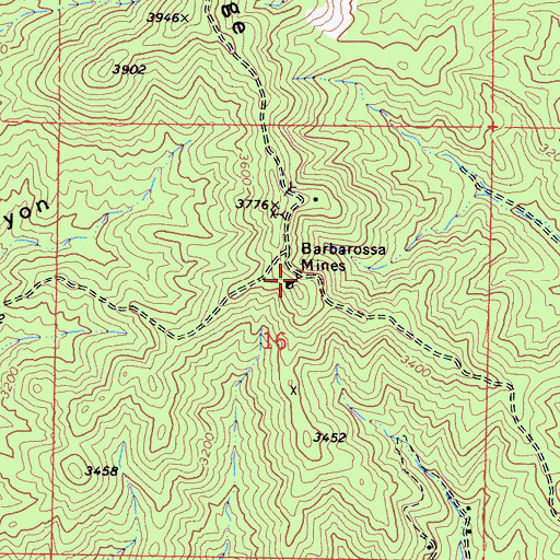 Topographic Map of Barbarossa Mines, CA
