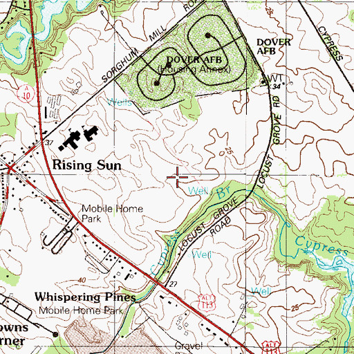 Topographic Map of Rising Sun-Lebanon Census Designated Place, DE