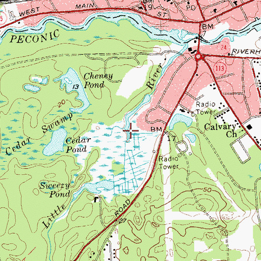 Topographic Map of Riverside Census Designated Place, NY