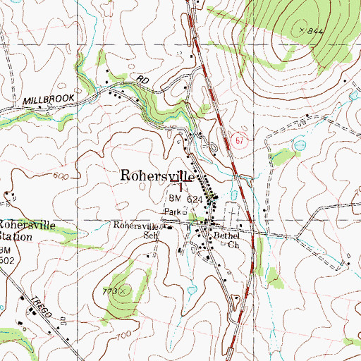 Topographic Map of Rohrersville Census Designated Place, MD