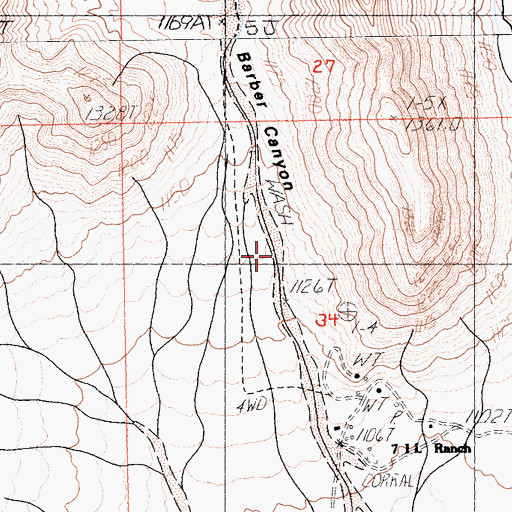 Topographic Map of Barber Canyon, CA