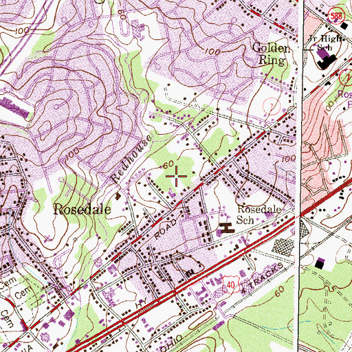 Topographic Map of Rosedale Census Designated Place, MD