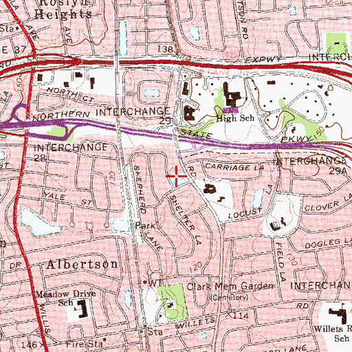 Topographic Map of Roslyn Heights Census Designated Place, NY