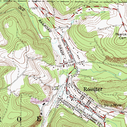 Topographic Map of Rossiter Census Designated Place, PA