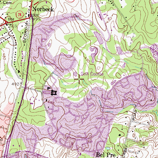 Topographic Map of Leisure World Census Designated Place, MD