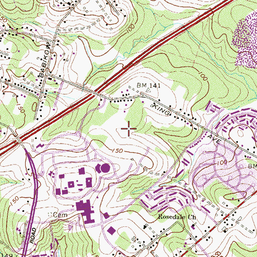 Topographic Map of Rossville Census Designated Place, MD