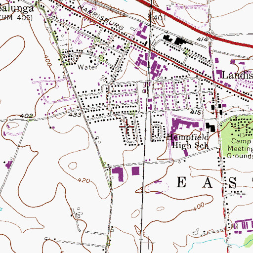 Topographic Map of Salunga-Landisville Census Designated Place (historical), PA