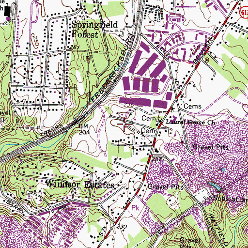 Topographic Map of Franconia Census Designated Place, VA