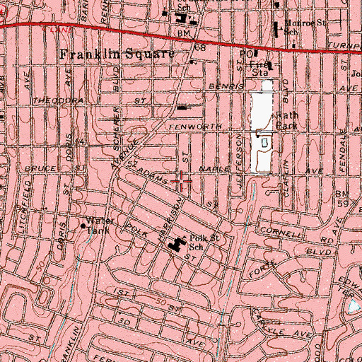 Topographic Map of Franklin Square Census Designated Place, NY