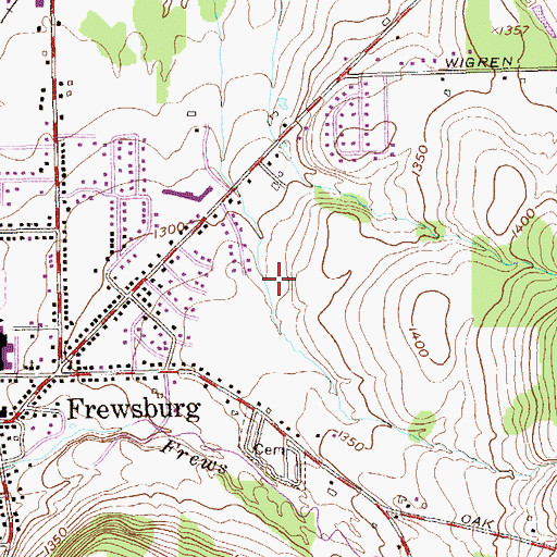Topographic Map of Frewsburg Census Designated Place, NY