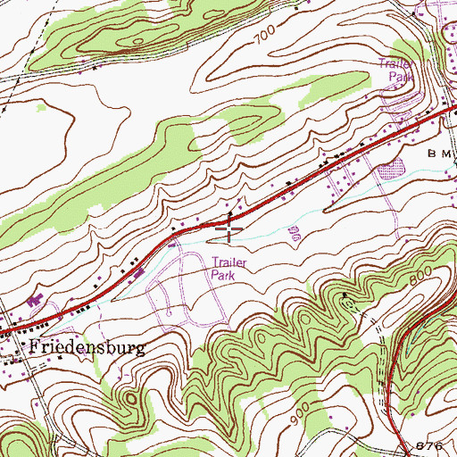 Topographic Map of Friedensburg Census Designated Place, PA