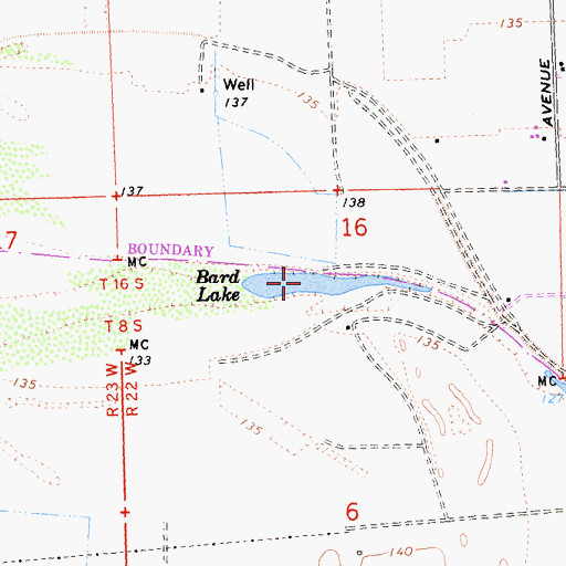Topographic Map of Bard Lake, CA