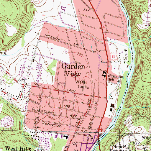 Topographic Map of Garden View Census Designated Place, PA