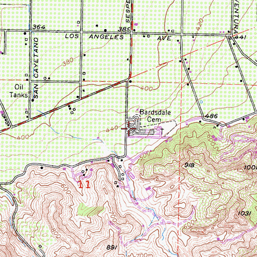 Topographic Map of Bardsdale Cemetery, CA