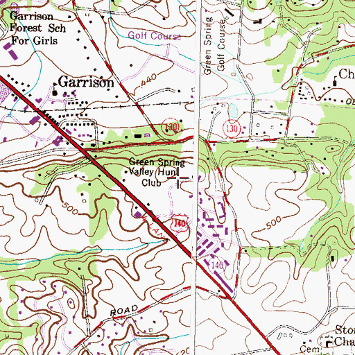 Topographic Map of Garrison Census Designated Place, MD