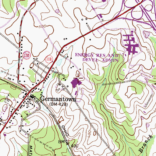 Topographic Map of Germantown Census Designated Place, MD