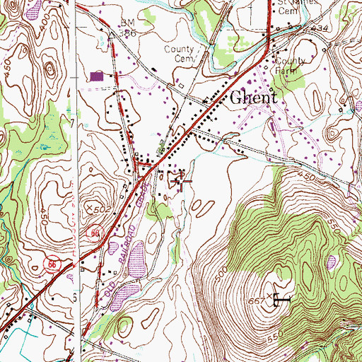 Topographic Map of Ghent Census Designated Place, NY
