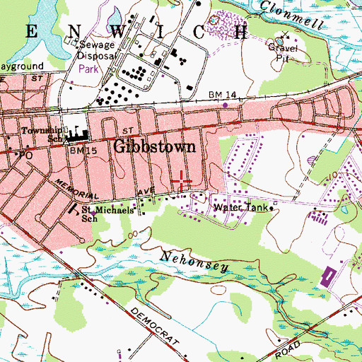 Topographic Map of Gibbstown Census Designated Place, NJ