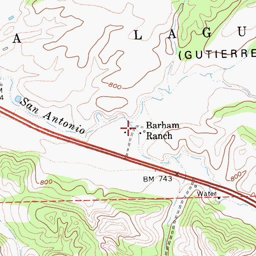 Topographic Map of Barham Ranch, CA