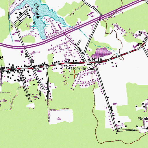 Topographic Map of Grasonville Census Designated Place, MD