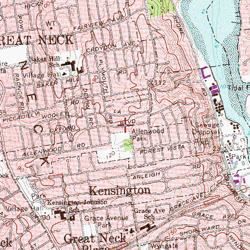 Topographic Map of Great Neck Gardens Census Designated Place, NY